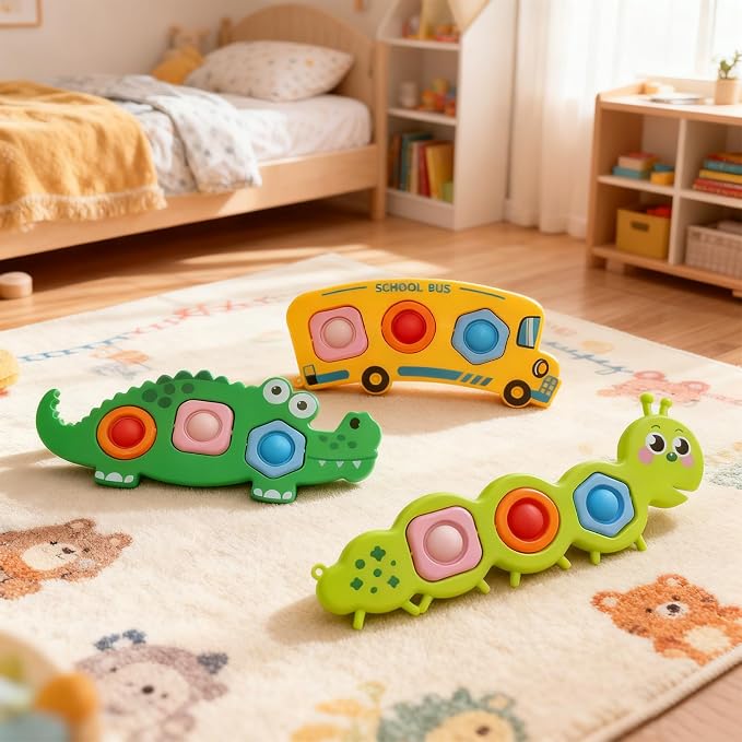 3PCS Fidget Popper Sensory Toys Airplane Travel Activities for Toddlers | Kids Sensory Push Strips , Popping Bubbles Montessori Busy Toy, fidget toys, toddler travel toys, Classroom Gifts for Kids