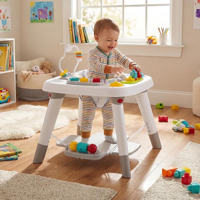 BABY JOY 6-in-1 Baby Activity Center, Baby Jumper & Interactive Play Table with 360° Rotating Seat, Detachable Toys & Music, Montessori-Inspired, Activity Center for Infant Toddlers 6-36 Months (Gray)