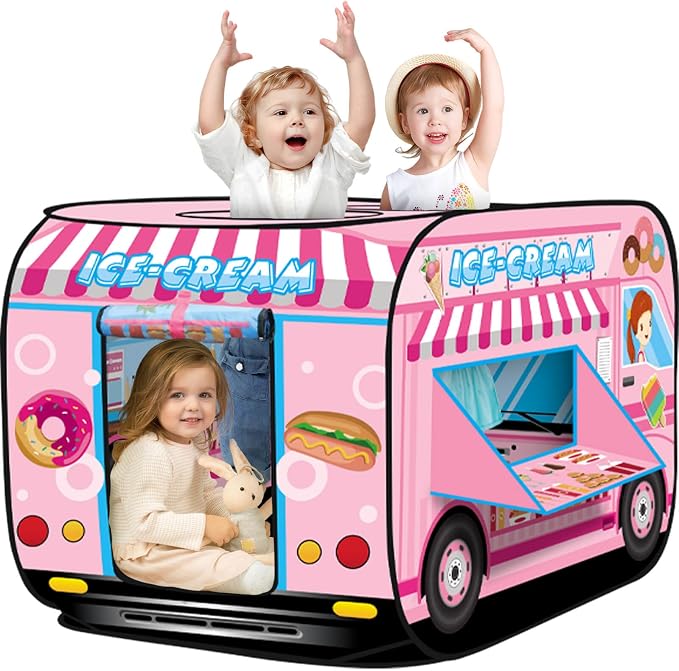 Pop up Play Tent for Kids Aged 3-5 Years Old Boys and Girls : Ice Cream Playhouse Toy Play Tents for Toddlers 3-5 Kids Tent Indoor Outdoor Playhouse Toys for 3 + Year Old, Ice Cream