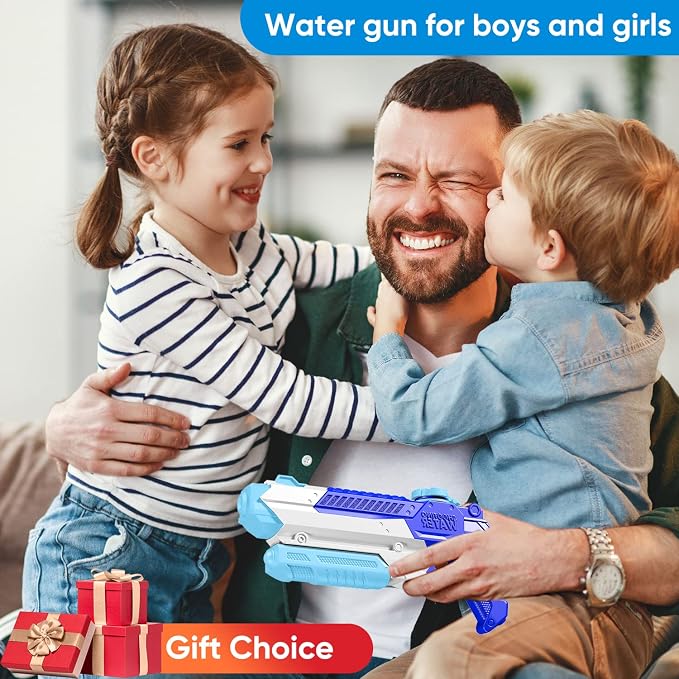 WOLKEK Water Guns for Kids Adults, 4 Pack 400CC Long Range High Capacity Squirt Guns Toy, Pool Toys Water Toys for Swimming Pool Beach Sand Outdoor, Summer Gifts for Boys Girls