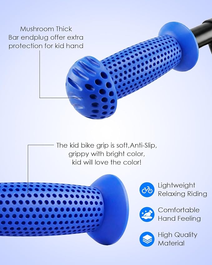 100mm Kids Bike Grips - Bicycle Handlebar Grips with Mushroom Pattern for Kick Scooters, Balance Bikes, and Bikes