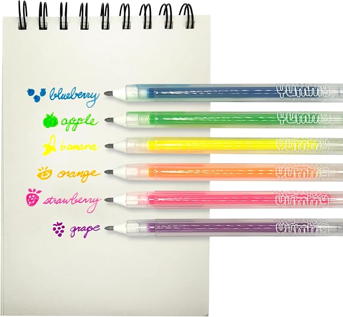 Ooly Yummy Yummy Scented Gel Pens Neon Set of 6 - Fruity Scented Gel Ink Pens for Kids, Vibrant Colors, 1.0mm Nib, Ages 3+