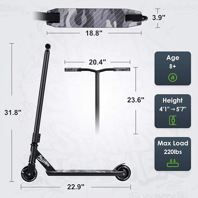 FREEDARE Pro Scooter Stunt Scooter Complete Trick Scooter for Kids 8 Years and Up, Teens, Adults, Boys and Girls Freestyle Street Scooter for Intermediate and Beginner Skate Park