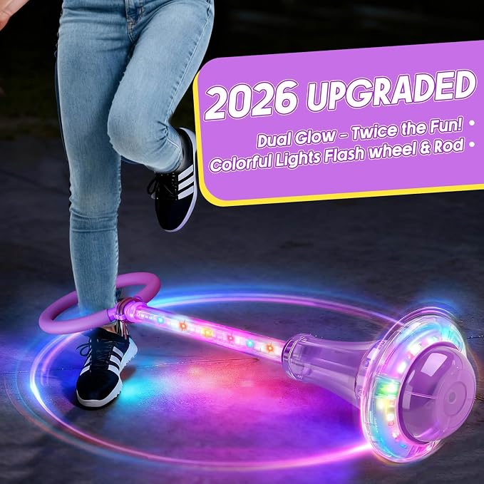 Dolanus Skip Toys for 5-12 Year Old Kids, Girls Birthday Gifts for Age 5 6 7 8 9 10 11 12, Outdoor Outside Sports Games, Girls Toys Age 6-8 8-13, Portable Colorful Flash Wheel Swing Ball (Purple)