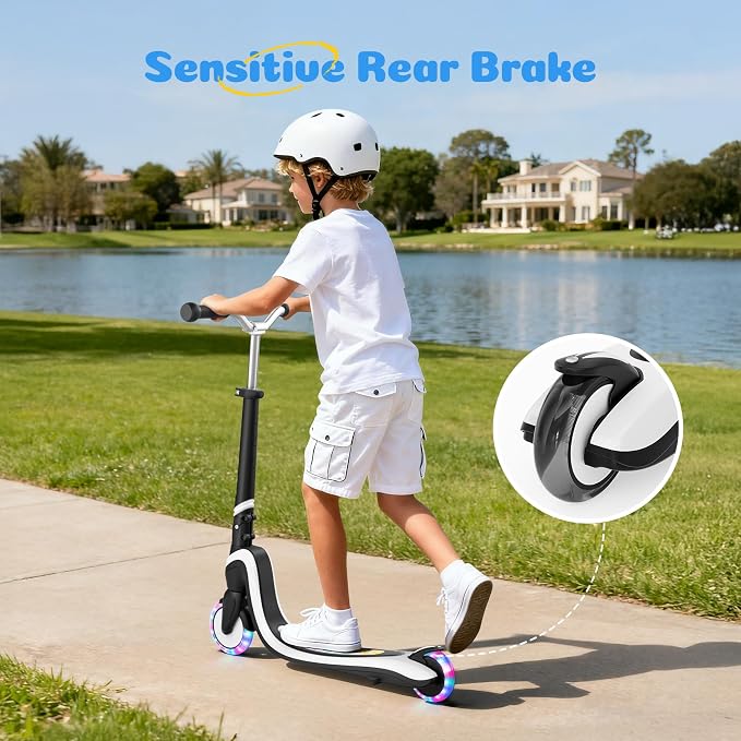 Tonbux Scooter for Kids with Light-Up Wheels & Deck, Adjustable Heights 2 Wheel Kids Scooters for Kids 5-7, Toddler Scooters with 4 Lighting Modes Deck