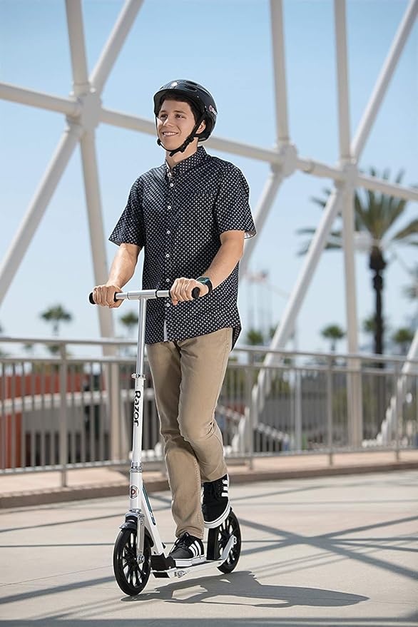 Razor A6 Kick Scooter for Kids Ages 8+ - Extra-Tall Handlebars & Longer Deck, 10" Urethane Wheels, Aluminum Frame, Anti-Rattle Technology, for Riders Up to 220 lbs