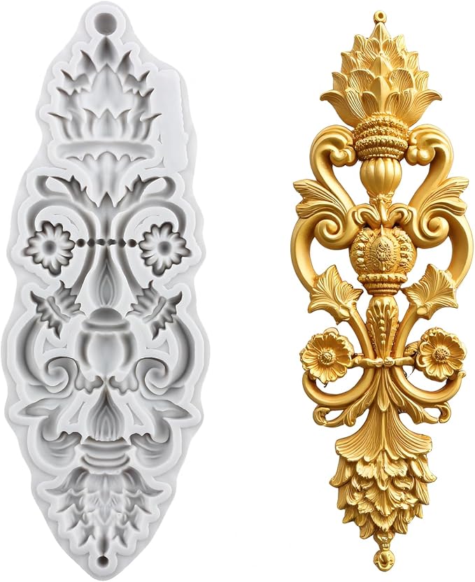 Baroque Scroll Relief Silicone Mold 3D Embossed Lace Polymer Clay Molds for DIY Crafts Epoxy Resin Casting Air Dry Polymer Clay Plaster Jewelry Making