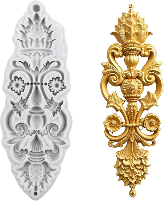Baroque Scroll Relief Silicone Mold 3D Embossed Lace Polymer Clay Molds for DIY Crafts Epoxy Resin Casting Air Dry Polymer Clay Plaster Jewelry Making