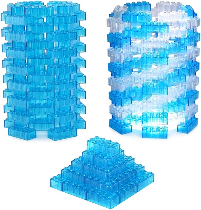 320 Pieces Transparent Medium Blue 2x4 Bricks Parts Building kit Creative Play Set Blocks Classic Toy Accessories Compatible with 3001 Major Brands (Trans Medium Blue)