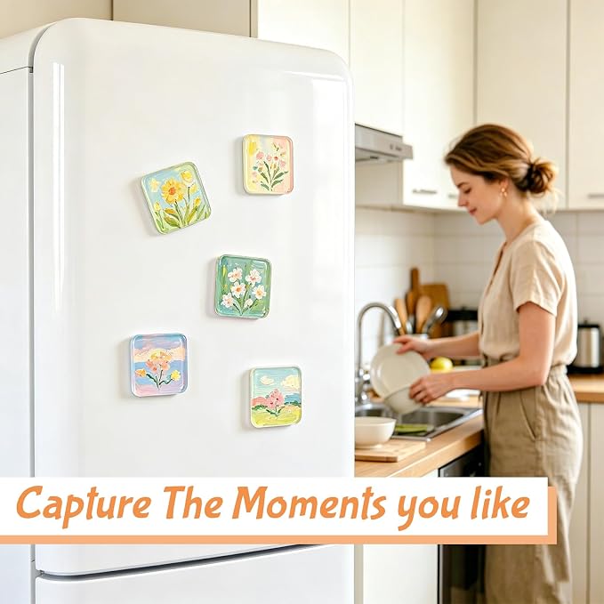 20 Pcs 2x2 Inch DIY Fridge Acrylic Magnet Kit with Strong Adhesive Backing, Square Clear Acrylic Magnetic Set for Crafts, Photo, Kitchen, Cabinets, Party, Classroom & Office