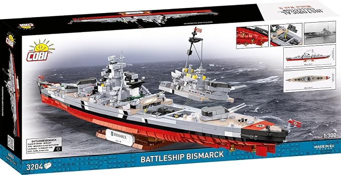 COBI Historical Collection WWII Battleship Bismarck, 3204 Pieces