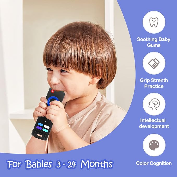 YAPROMO Baby Teething Toys,Reomte Teether Toys, Silicone Chew Toy for Babies 18+ Months, Remote Control Shape Teething Toys, Early Educational Toy BPA Free & Refrigerator Safe