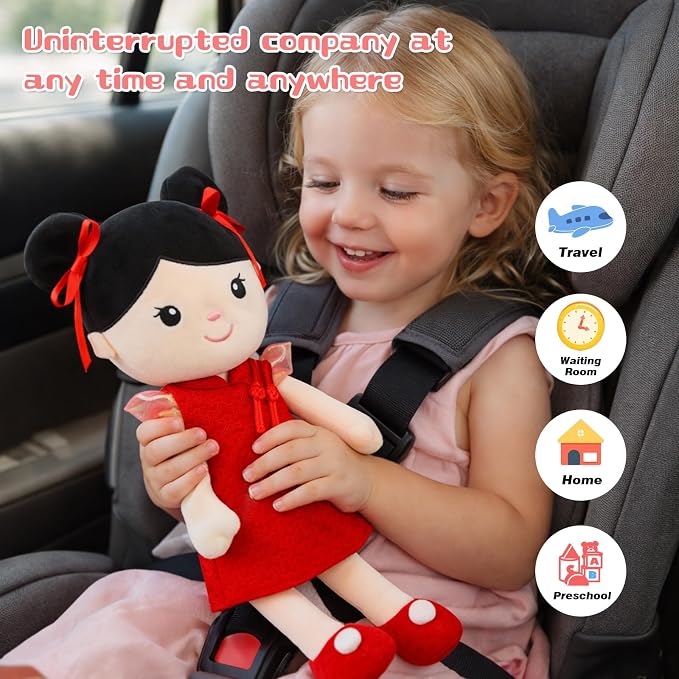 Soft Baby Doll Toys,16inch Baby Rag Doll for Girls Birthday Gifts Cuddly Plush Toys for Toddler Kids (Cheongsam Girl)