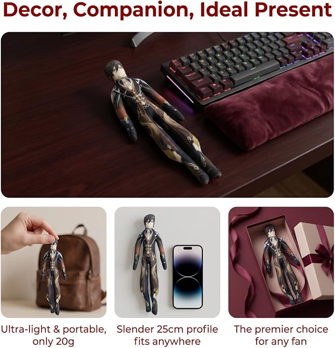 Zhongli Anime Figure Keychain for Adult Fans, Genshin Impact Collectible Bag Hanging Keyring