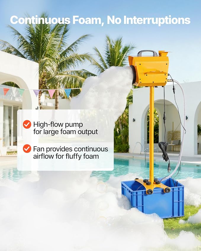 VEVOR Foam Machine, Adjustable Angle Control Foam Cannon Party Machine, Bubble Cannon with 21QT Water Tank, Stable Vertical Design, Dense Foams Maker for Gatherings, Celebrations & Party