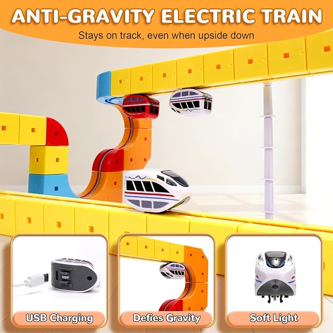 2026 New Infinity Racer 3D Train, 3D Stem Electric Train Set for Kids, DIY Assembled Track Vehicle, Create Lab Gravity Tracks, Educational Gift (Advanced Edition)