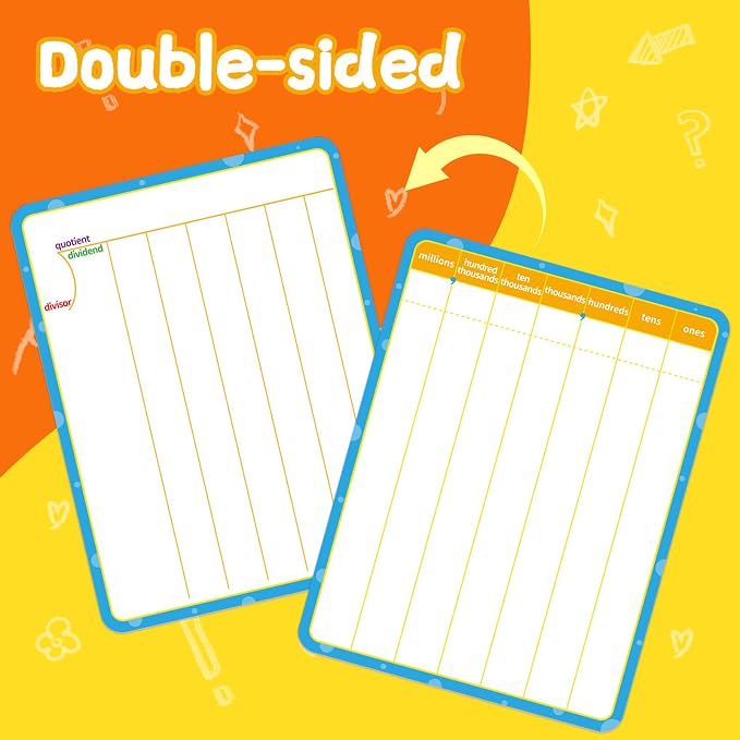 12 Pack Double Sided Division Dry Erase Board,12" x 9" Multiplication Flash Cards,Math Manipulatives Small White Board for Kids,Math Games Chart for Preschool Learning,Homeschool Essentials