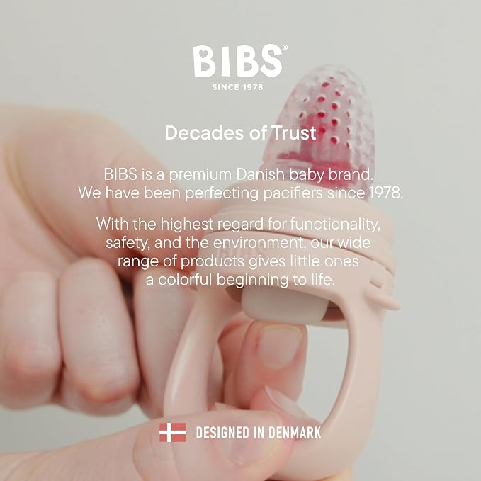 BIBS Baby Feeder with 2 Silicone Nipples, Compatible with Freezer Tray, Easy-Grip, BPA-Free - Ideal for Teething & Self-Feeding, 4+ Months - Fossil Grey