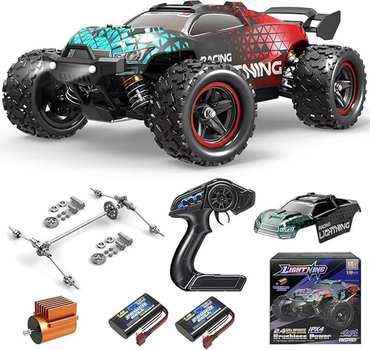 X-TMAGA Brushless RC Cars 1:18 Remote Control Car for Adults & Boys, 50+KPH High Speed Fast 4WD Off-Road RC Truck, 4X4 RC Car Waterproof with 2 Rechargeable Batteries (HS18426)
