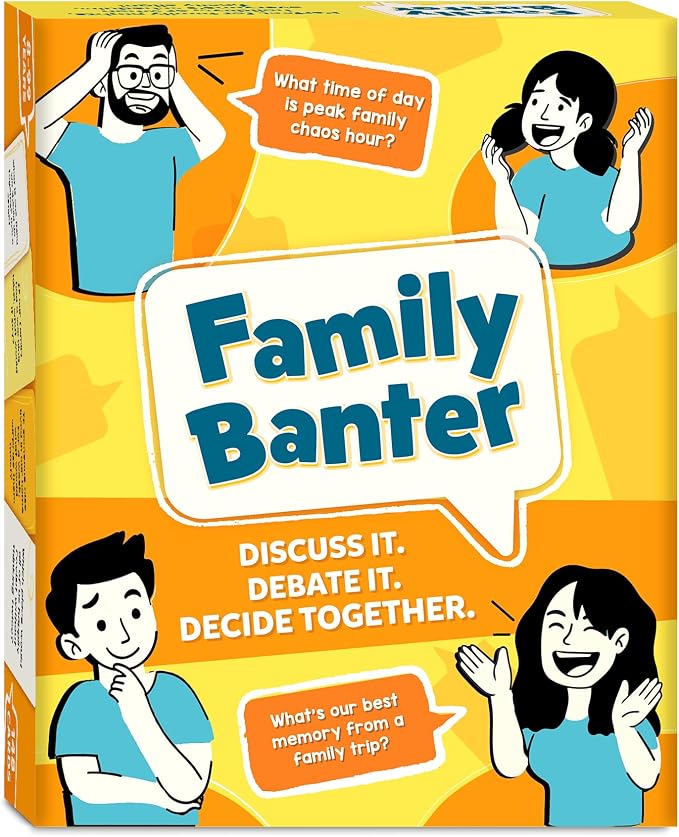 Gouda Games Family Banter Card Game, Fun and Hilarious for Family Game Night, Interactive Conversation with 148 Question Cards, Travel Game for Kids Teens and Adults, Gift Ages 8, 9, 10 and Up