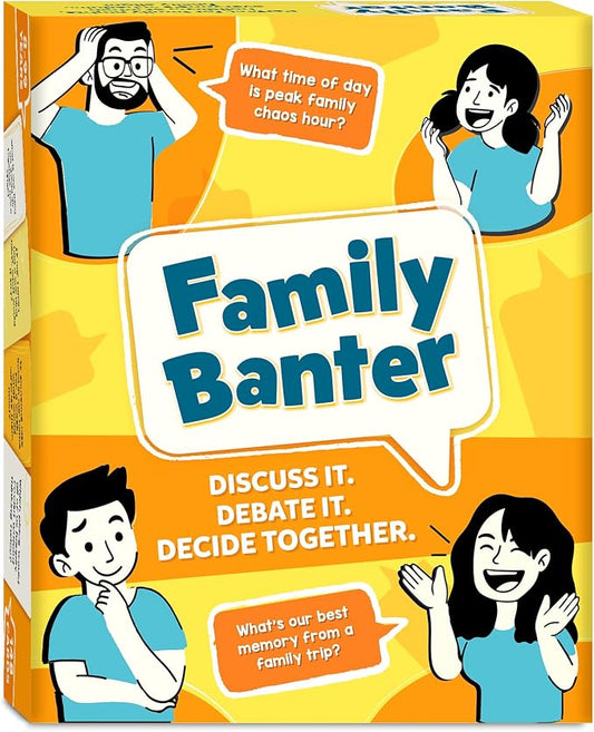 Gouda Games Family Banter Card Game, Fun and Hilarious for Family Game Night, Interactive Conversation with 148 Question Cards, Travel Game for Kids Teens and Adults, Gift Ages 8, 9, 10 and Up