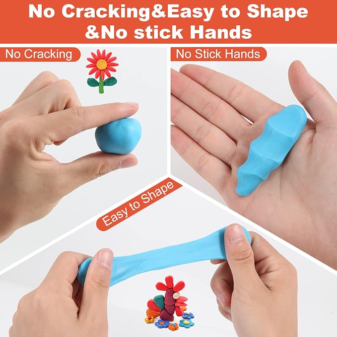 CiaraQ 28-Color Polymer Clay Oven Bake Modeling Kit for Kids & Artists | Non-sticky & non-toxic. 1.7 lb. With sculpting tools. Classroom & Home Use. Fun gift for Kids & artists. Ages 4+.