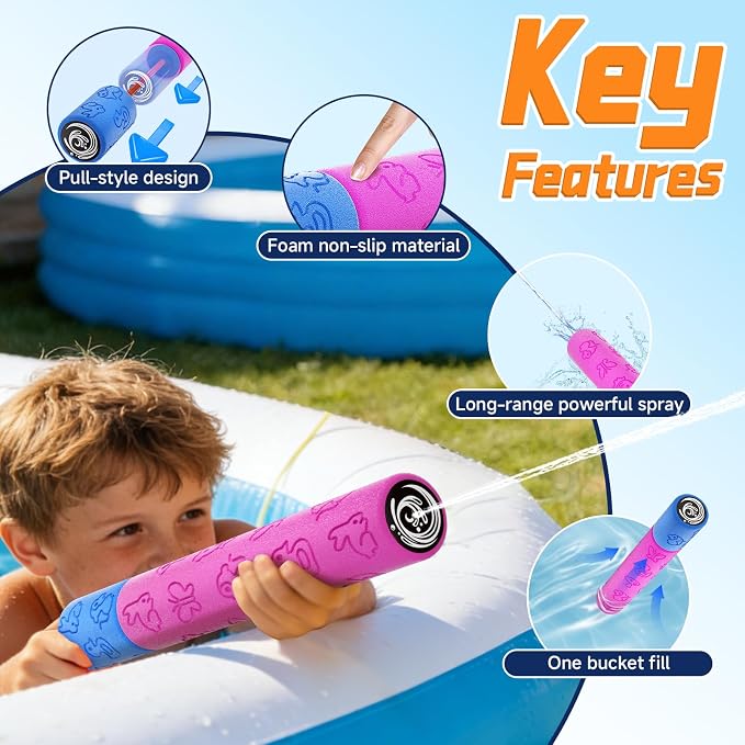 Water Guns for Kids Adults Toddler, High-Capacity Foam Squirt Gun Toy, Summer Fun Water Toys for Pool Outdoor Beach Games, Water Blaster for Ages 4-8 8-12 Boys Backyard Party Play(11.8" 12PCS)