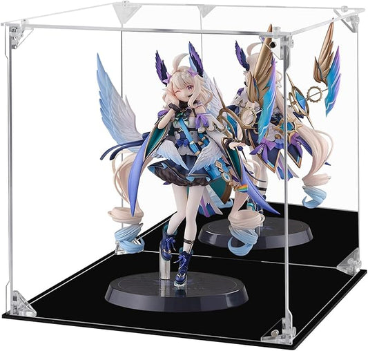 Acrylic Display Case for Collectibles Assemble Clear Acrylic Display Box with Mirrored Back, Alternative Glass Case for Action Figures Lego Model Doll Toys Display (10x10x10 inch; 25x25x25 cm)