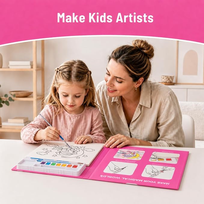 Magical World Water Coloring Book for Kids, Easy to Use Washable Craft Activity for Ages 3-9, Multicolor Designs for Creative Fun, Ideal Gift for Children