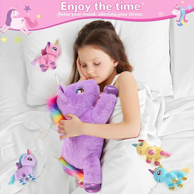 gnomantic Unicorn Stuffed Animals with Babies Inside, Mommy Toy for Kids | 5-Piece set: 1 mommy unicorn + 4 baby unicorns inside. Unzip belly to reveal surprise babies. Ultra-soft, ages 3-8.