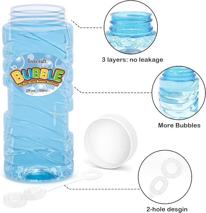 INSCRAFT 40 Pack Bubbles Solution Bulk, Party Favors for Kids Adults, 8 Colors Bottles with Wands for Birthday, Summer Toy, Weddings, Outdoor Activity, Refill for Bubbles Machine Blower