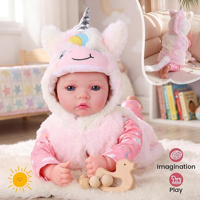 BABESIDE Baby Dolls, 17inch Large Realistic Cute Soft Body Baby Doll Real Life Baby Dolls with Accessories for 3+ Year Old Girls Gifts, Pretend Play, Collection