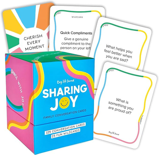 Big Life Journal – Sharing Joy Conversation Cards – 150 Prompts to Spark Joy, Gratitude & Meaningful Conversations – Gift for Families, Kids & Parents for Holidays, Road Trips & Family Dinners