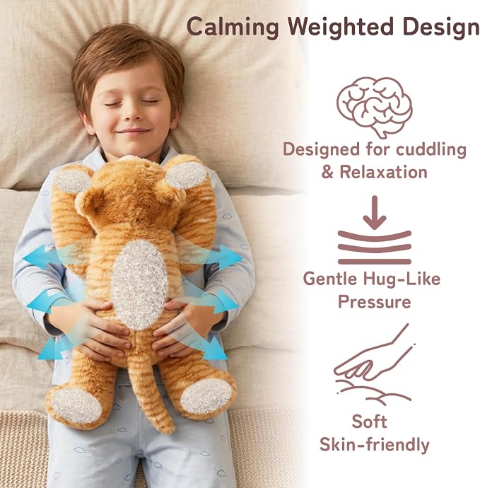 Niuniu Daddy 25" | 5 Pound Weighted Orange Cat Stuffed Animal Plushie for Adults & Kids, Large Weighted Lap Pillow for Comfort, Soft Sensory Stuffy Toy as Gift for Holidays