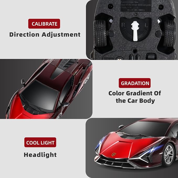 MIEBELY Lamboghini RC Car - 1:24 Scale Lambo Toy Car 2 X 3.7V 500mAh, Sián Fast Remote Control Car for Boys 8-12, Rc Race Model Birthday Gifts for Kids Adults Boys Girls Age 6-12 Year Old