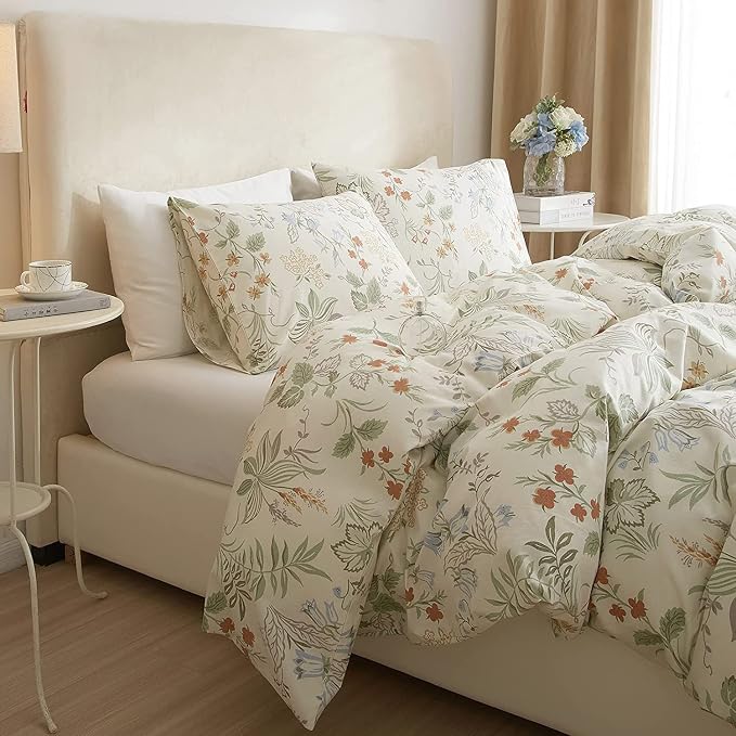Botanical Floral Comforter Set Twin XL Garden Style Girls Flower Comforter Fluffy Aesthetic Floral Bedding Set Lightweight Cottagecore Comforter with 2 Pillowcases All Season Twin XL Comforter Set