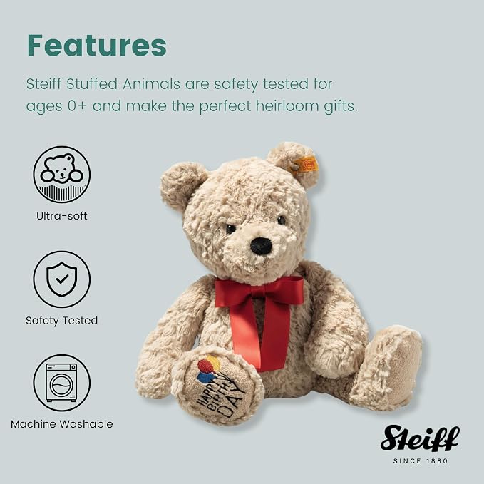 Soft Cuddly Friends Jimmy Teddy Bear Birthday, 14" Plush Toy