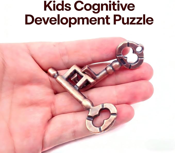 Traditional Metal Brain Teaser – Classic Puzzle Toy for Logic & Skill Development (Keys)