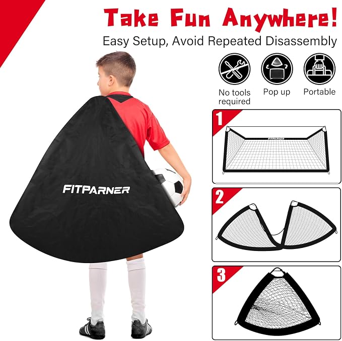 Soccer Goal,Backyard Soccer Goals for Kids 2 Pack,4x3/6x4 FT Portable Toddler Soccer Nets with Target,Ball & Cones,Soccer Training Equipment for Kids Youth Outdoor Games,Sports,Play