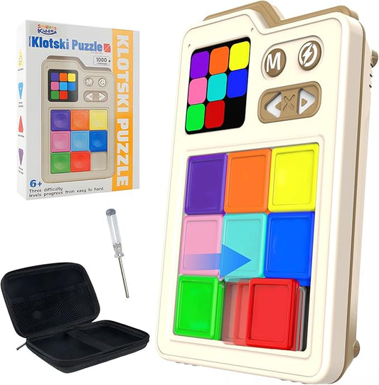 SMILESSKIDDO Kids Games Super Slide Puzzle, Original 1000+ Challenges & 3 Modes, Brain Teaser Puzzles, Travel Toys Electronic Sliding Gifts for Boys & Adults, Fun Unblocking Logic Toy for Kid