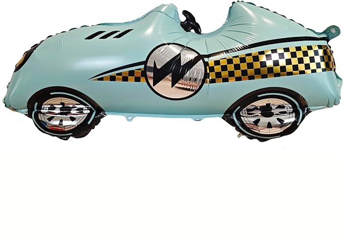 3D Self Standing Race Car Tire Foil Balloon Blue Car Balloon For Birthday Boy Race Themed Party Baby Shower Decorations Supplies