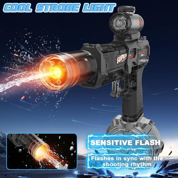 Handwell 2 Packs Electric Water Gun for Adults Kids, Automatic Squirt Gun with LED Light, Large Capacity Water Blaster 23-33 FT Long Range, Outside Water Toys, Summer Beach Swimming Pool Party Toy