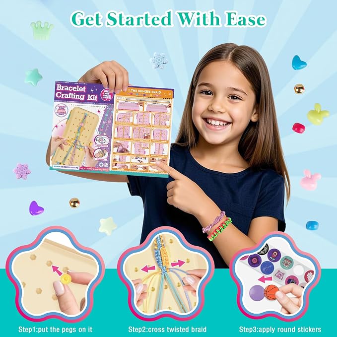 TingingYuli Friendship Bracelet Making Kit for Girls Ages 8-12, DIY String Bracelet Maker with 3-Layer Storage Box, Jewelry Making Kit Arts and Crafts Toy Gift for Kids Ages 6-12