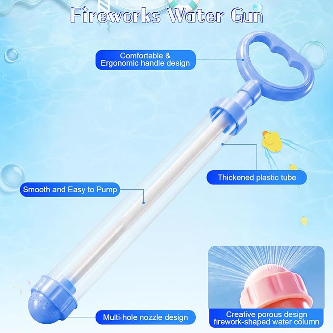 6 Pack Fireworks Water Gun,Fun Firework Spray Water Squirter for Kids Teens Adults Summer Swimming Pool Beach Water Play