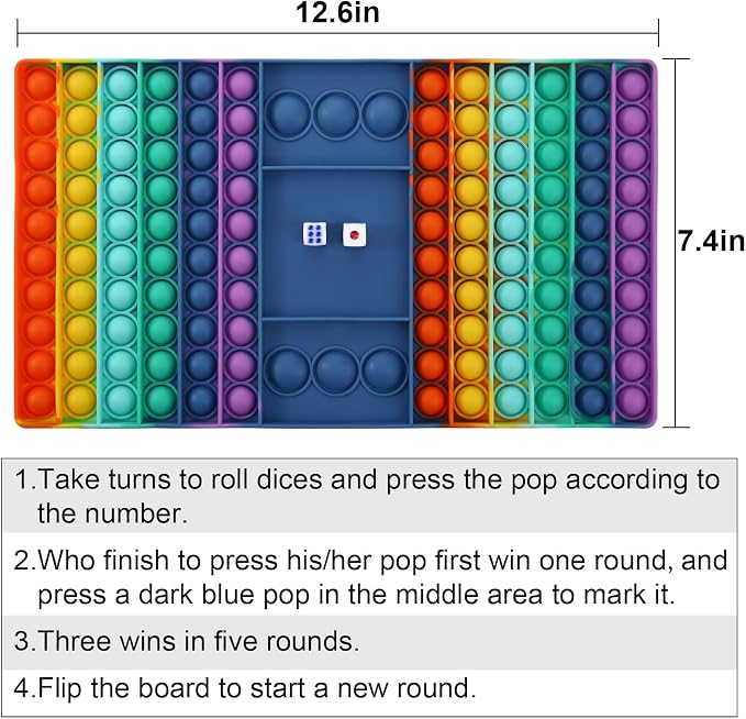 Pop Games Sensory Fidget Toy, Pop Board Math Games for Kids Family Games Multiplication Game, Stress Relief Toys Girls Boys with Autism ADHD Birthday Gifts for Grandkids (2pcs)