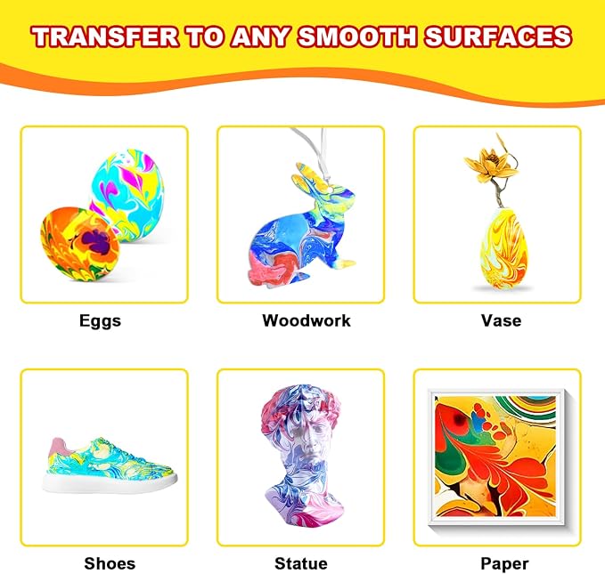 Water Marbling Paint Kit, DIY Arts and Crafts Kit for Girls & Boys 4-8 6-12, Creative Art Supplies, Birthday Gifts for Kids Ages 3+