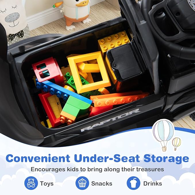 Costzon Ride On Push Car for Toddlers, 3-in-1 Ford Licensed Sliding Car w/Handle, Guardrail, Horn, Engine Sound, LED Lights, Under Seat Storage, Foot-to-Floor Kids Ride On Toys for Boys Girls (Black)