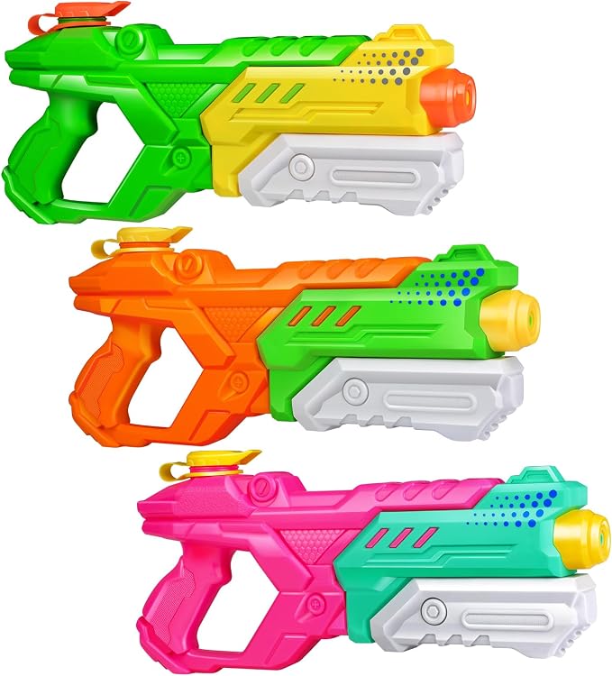 Quanquer Water Guns for Kids Adults - 3 Pack Squirt Water Toy Gun 600CC High Capacity Long Shooting Range Super Water Blaster Soaker for Summer Pool Beach Outdoor Water Fighting Party