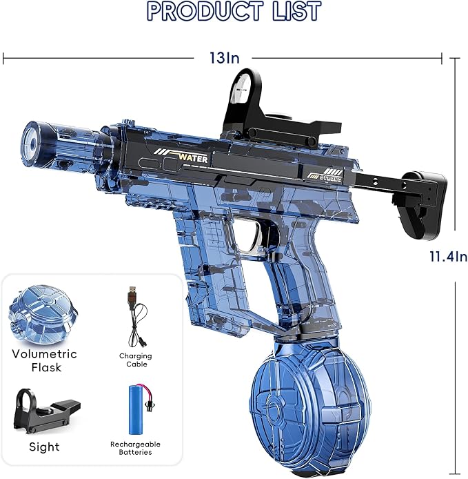 2PCS Electric Squirt Water Gun for Adult & Kids, Automatic Water Blaster Toy with Battery Powered, Long Range & High Capacity, Water Pistol for Outdoor Pool Beach Backyard Play Water Game