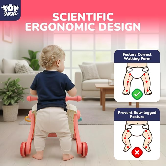 TOY Life Baby Push Walker, Activity Center Baby Girl Walker Toy with Steering Wheels, Sit to Stand Learning Walker Baby Toys 6-12 Months, Walking Toys for 1 Year Old Girl Boy Toddler
